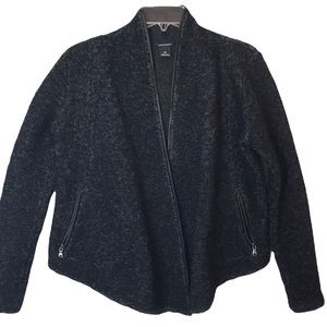Club Monaco Wool Blend Asymmetrical Boucle Open Jacket